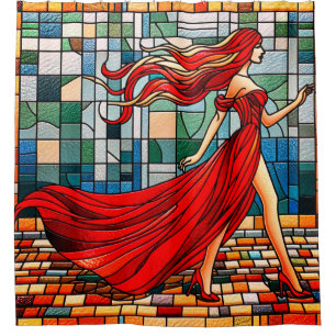 Lady In Red Shower Curtain