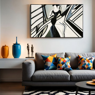 Lady in Silhouette Art Deco Poster