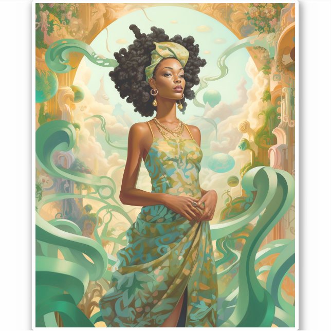 Lady In Surreal World African American Art (Front)