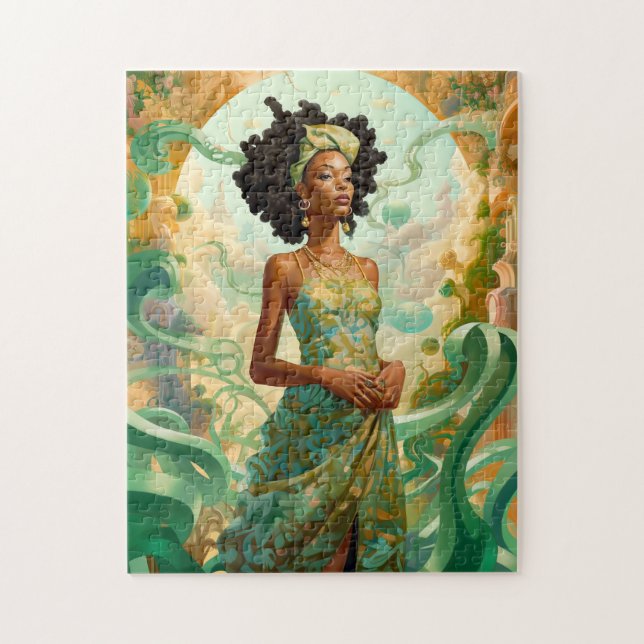 Lady In Surreal World African American Art Jigsaw Puzzle (Vertical)