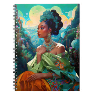 Lady In Surreal World African American Art Notebook