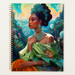 Lady In Surreal World African American Art Planner