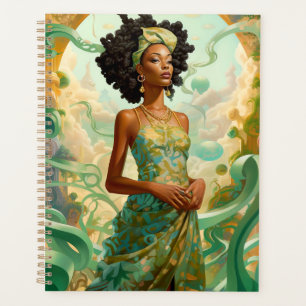 Lady In Surreal World African American Art Planner