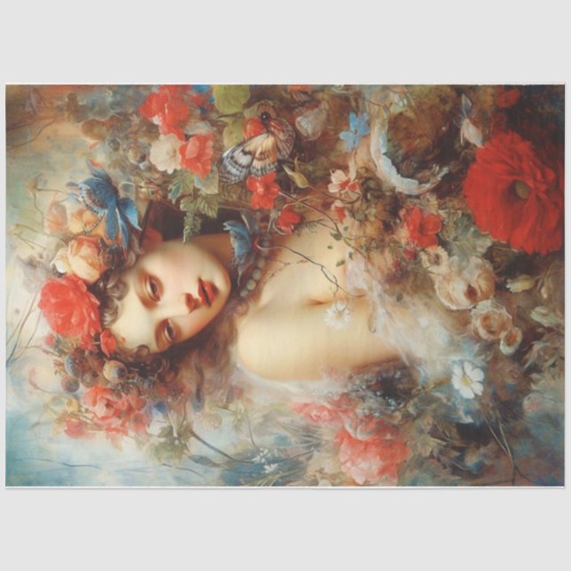 Lady in the flowers  tissue paper (Front)