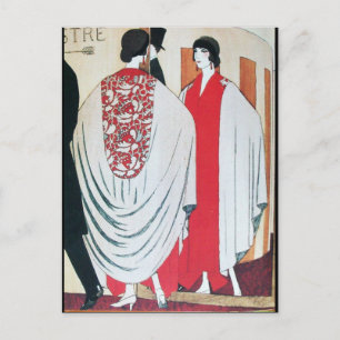 LADY IN THE MIRROR Art Deco Beauty Fashion  Postcard