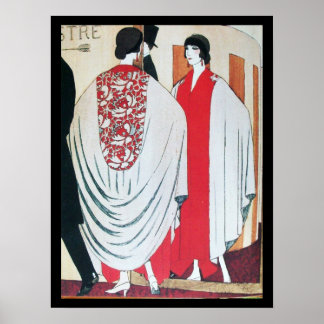 LADY IN THE MIRROR ,ART DECO BEAUTY FASHION POSTER