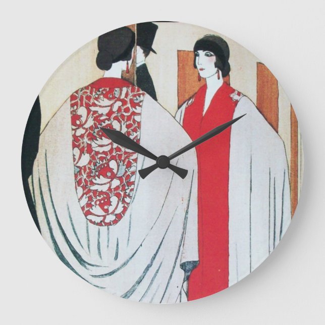 LADY IN THE MIRROR Art Deco Fashion Large Clock (Front)