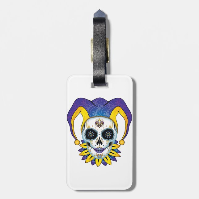 Lady Jester Skull Luggage Tag (Back Vertical)