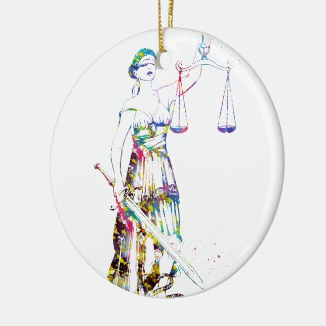Lady Justice Ceramic Tree Decoration (Left)