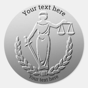 Lady Justice Law Customisable Coin Design #silv10 Classic Round Sticker
