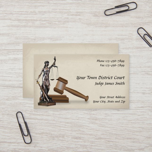 Lady Justice Lawyer Attorney at Law Business Card (Front/Back In Situ)