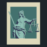 Lady Justice Pop Art Poster<br><div class="desc">Lady Justice - Light teal,  dark teal,  andnavy Pop art poster</div>