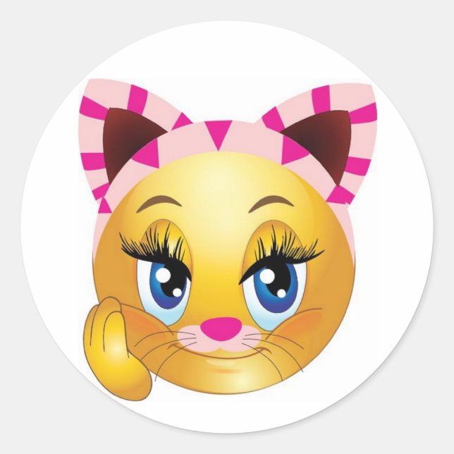 Lady Kitty Face Classic Round Sticker (Front)