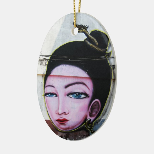 Lady Lao Graffiti Street Art Ceramic Tree Decoration (Left)