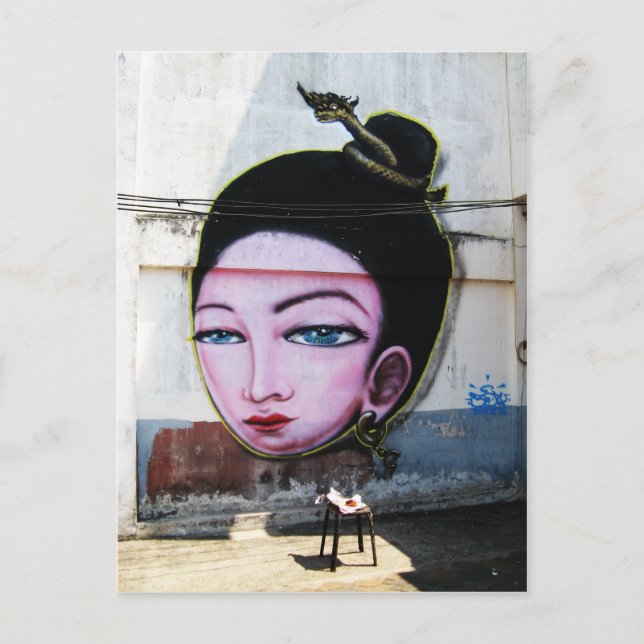 Lady Lao Graffiti Street Art Postcard (Front)
