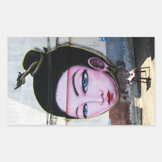 Lady Lao Graffiti Street Art Rectangular Sticker (Front)