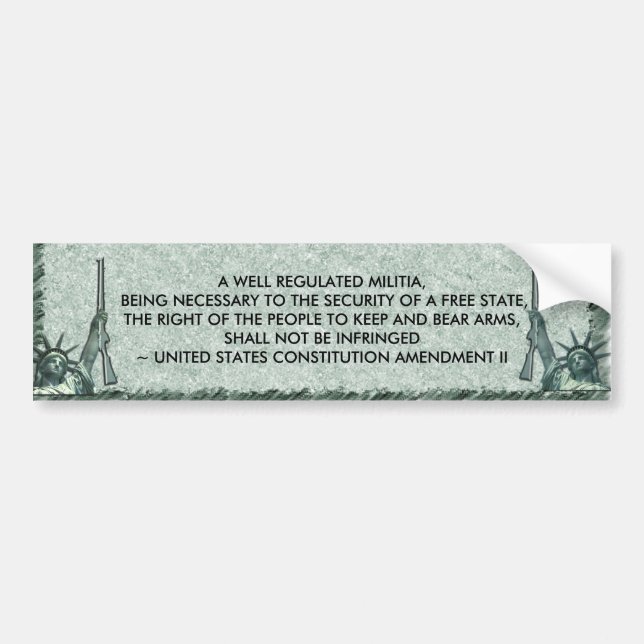 LADY LIBERTY - AMENDMENT II - RIGHT TO BEAR ARMS BUMPER STICKER (Front)