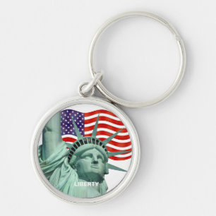 Lady Liberty and American Flag Key Ring