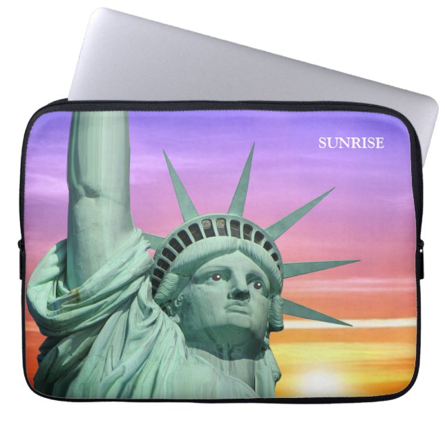 Lady Liberty and Sunrise Laptop Sleeve (Front)