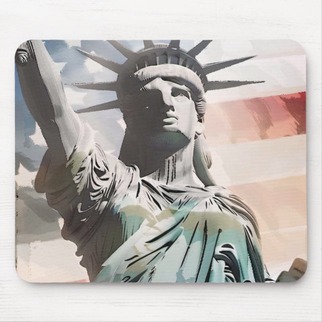 Lady Liberty and the American Flag Mouse Pad (Front)
