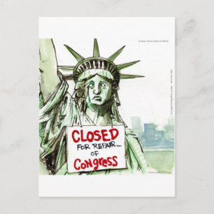 Lady Liberty Closed For Repair Of Congress Funny Postcard
