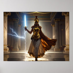 Lady Liberty Goddess Athena Warrior USA Democracy Poster