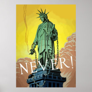 Lady Liberty In Chains -- Never Poster