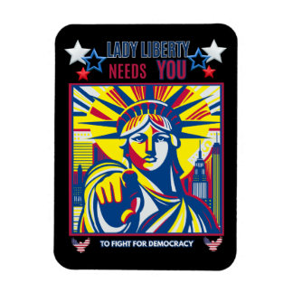 Lady Liberty Needs YOU! Black BG fight oligarchy  Magnet