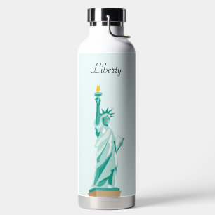 Lady Liberty on Light Sky Blue Water Bottle