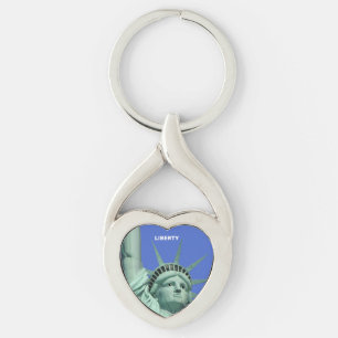 Lady Liberty on Sky Blue Key Ring