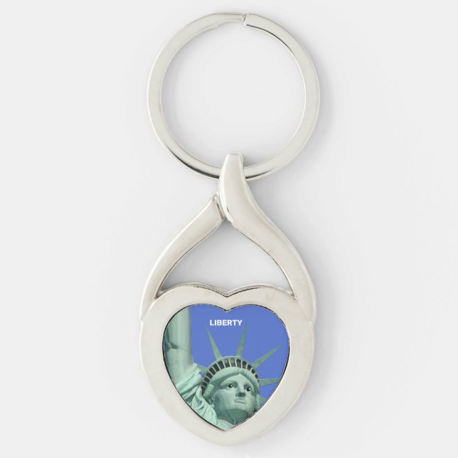 Lady Liberty on Sky Blue Key Ring (Front)