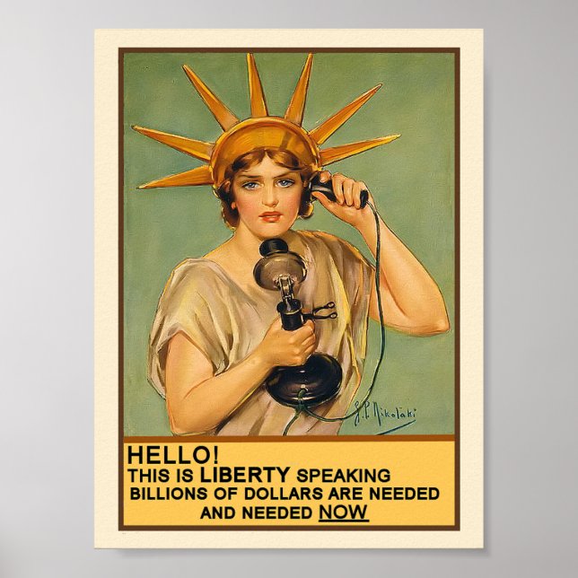 Lady Liberty on the Phone Poster (Front)