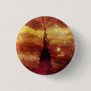 Lady Liberty red and yellow stars 3 Cm Round Badge