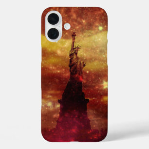 Lady Liberty red and yellow stars iPhone 16 Plus Case