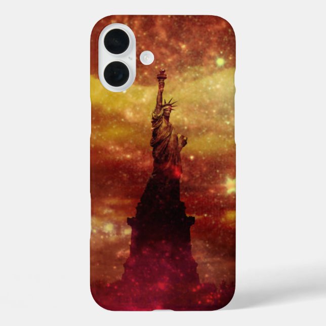 Lady Liberty red and yellow stars Case-Mate iPhone Case (Back)