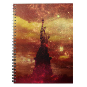 Lady Liberty red and yellow stars Spiral Notebook