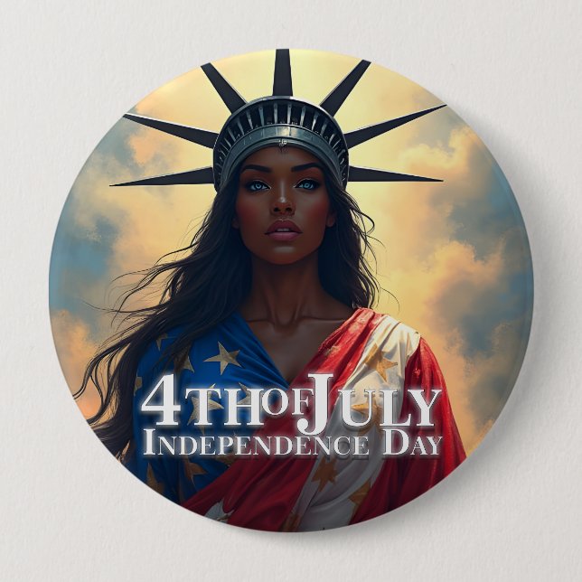 Lady Liberty Reimagined – A New Face of Freedom 10 Cm Round Badge (Front)