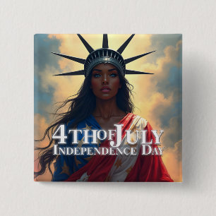 Lady Liberty Reimagined – A New Face of Freedom 15 Cm Square Badge