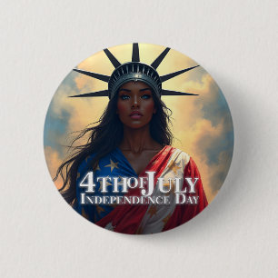 Lady Liberty Reimagined – A New Face of Freedom 6 Cm Round Badge