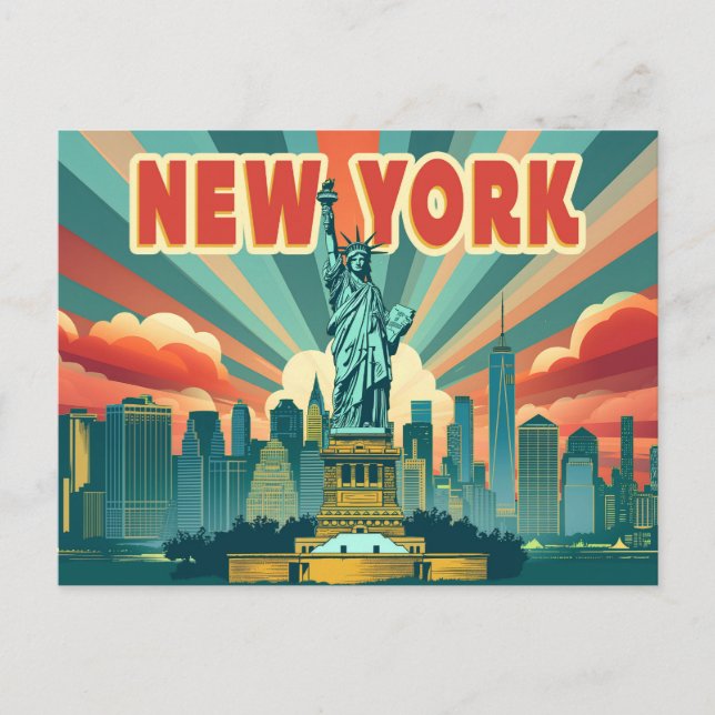 Lady Liberty Says Hello: New York City Postcard (Front)