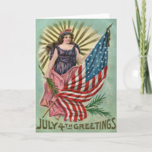 Lady Liberty Stars & Stripes Vintage 4th of July Card