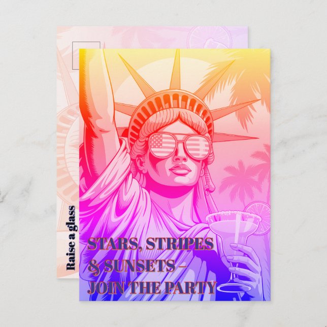 Lady Liberty Toasts the 250th—Party Invite Postcard (Front/Back)