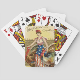 Lady Liberty Turkeys US Flag Patriotic Playing Cards