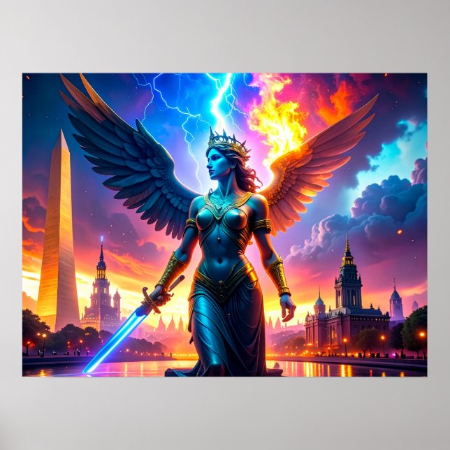 Lady Liberty Warrior Defender of Freedom Democracy Poster (Front)