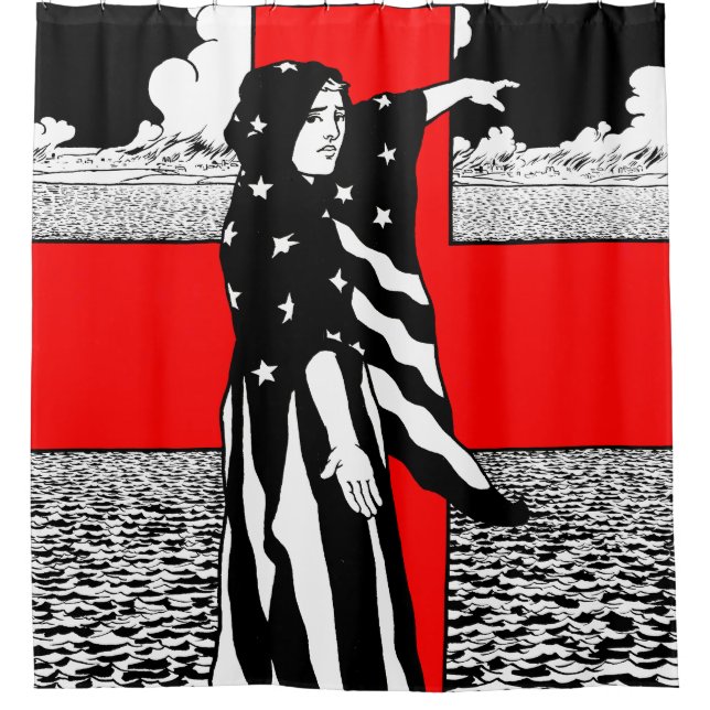 Lady Liberty WWI US Patriotic Poster 1918 Shower Curtain (Front)