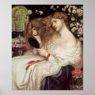 Lady Lilith by Rossetti, Vintage Victorian Portait Poster