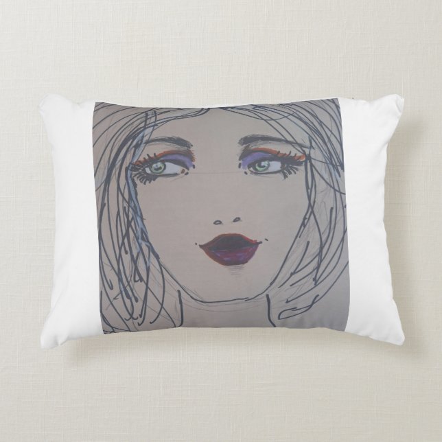 Lady Looking Aside Decorative Cushion (Front)