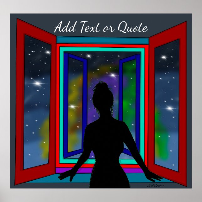 Lady Looking out Window Personalised Quote Poster (Front)