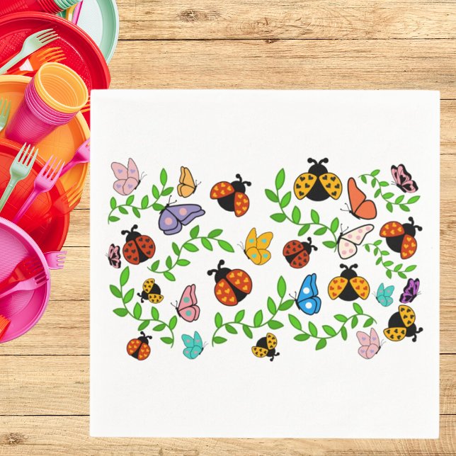 Lady Lovebug and Butterflies Party Napkin (Creator Uploaded)