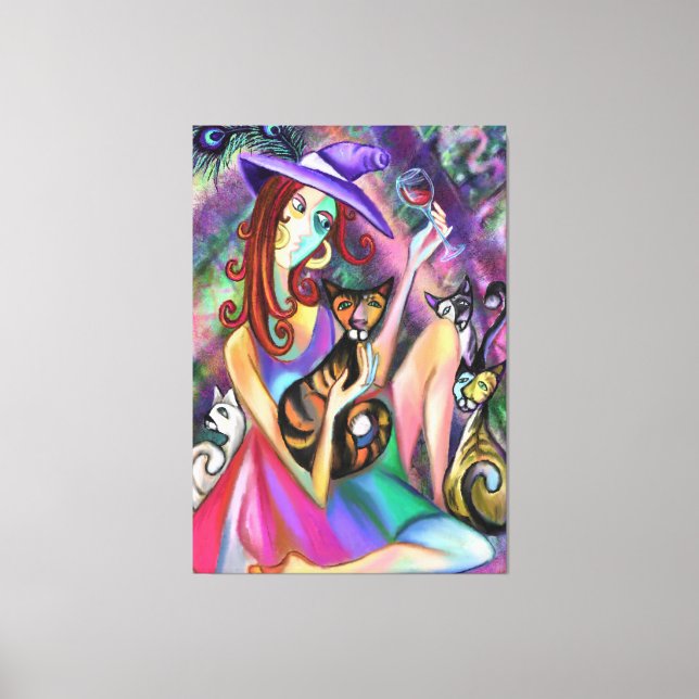 Lady Loves Cats Canvas Print (Front)